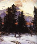 Abram Arkhipov, Sunset on a Winter Landscape